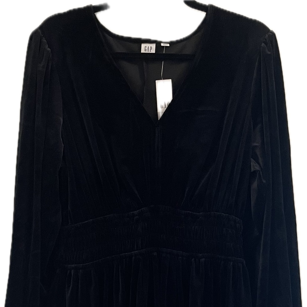 NWT Gap Black Velour Smocked Mini Dress